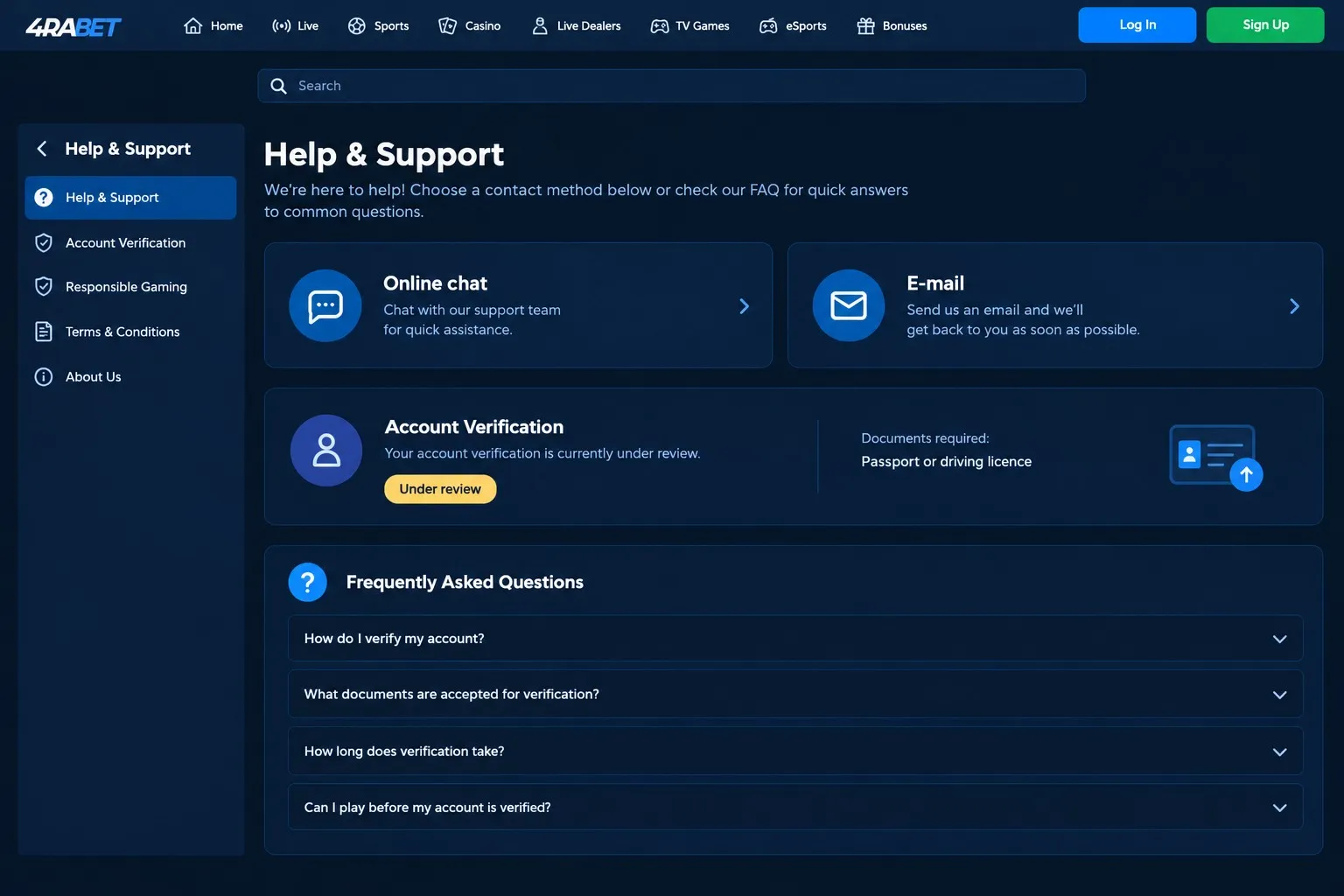 How to check 4rabet login details and verification messages